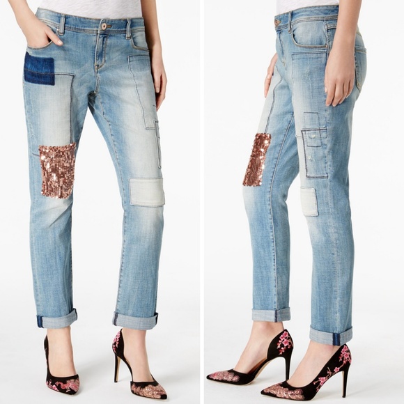 INC International Concepts Denim - NWT INC Patched Boyfriend Jeans